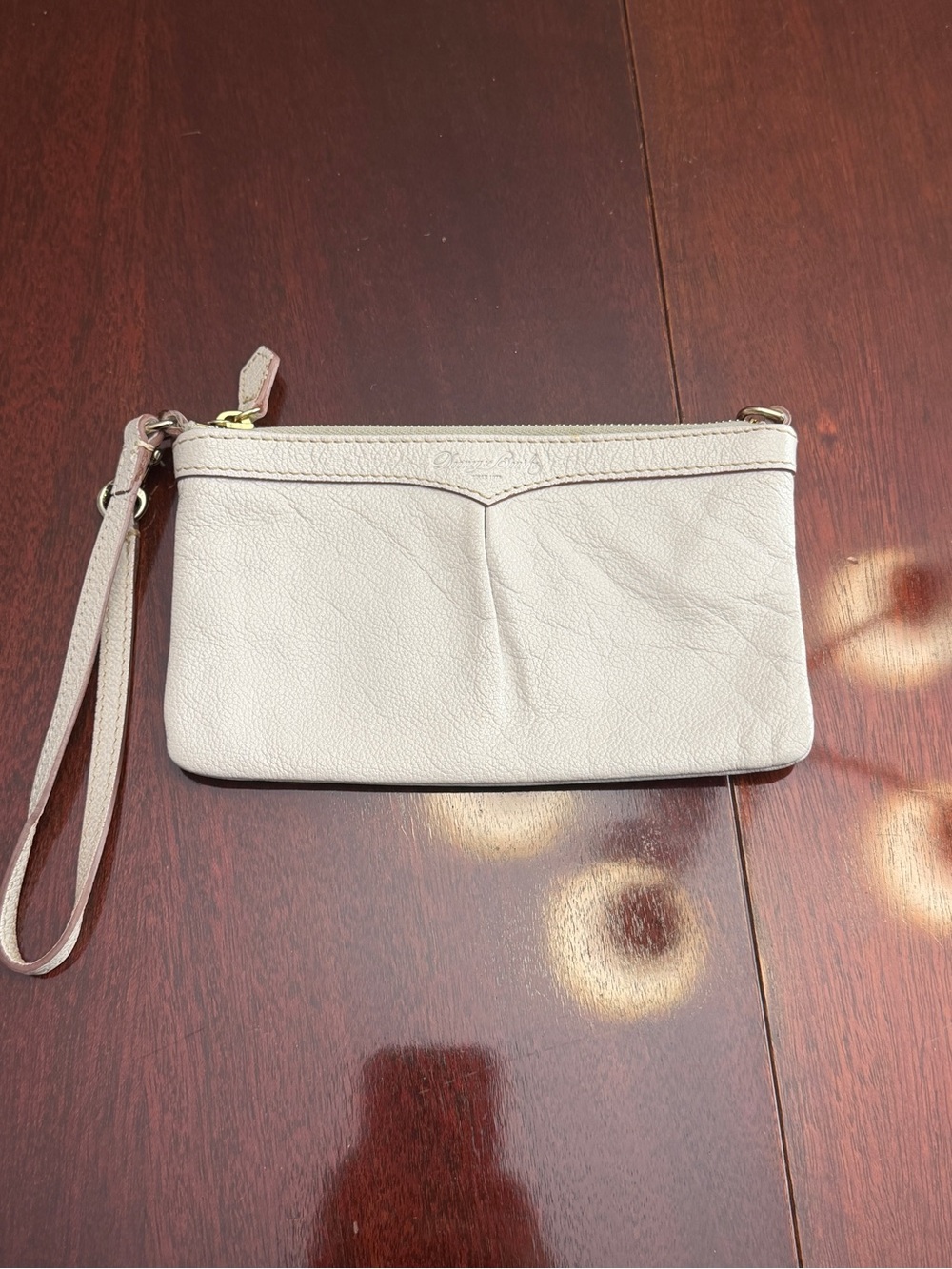 Dooney and Bourke Leather Wristlet Clutch in Light Beige